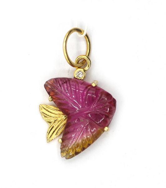 Fish 14k Solid Gold Diamond Pendants