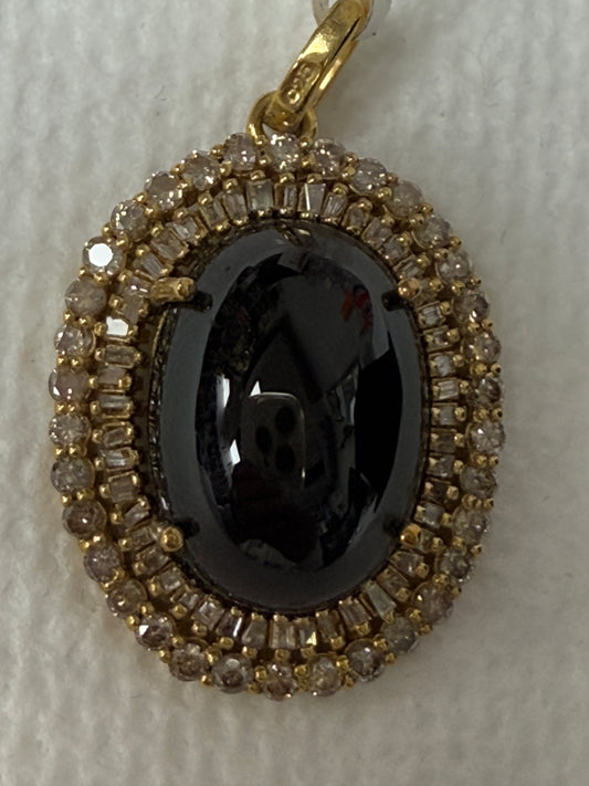 Tourmaline Baguette Stone Pave Diamond Pendant