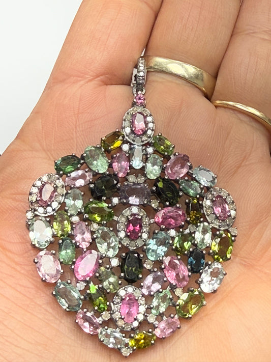 Tourmaline Pave Diamond Pendant