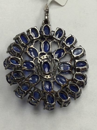 Tanzanite Smooth Stone Pave Diamond Pendant