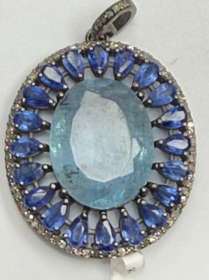 Stone Silver Pave Diamond Pendant