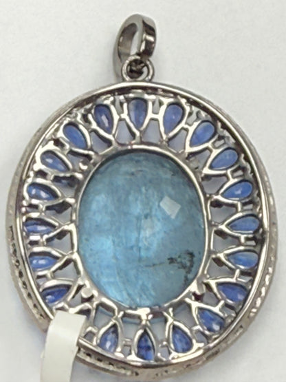 Stone Silver Pave Diamond Pendant