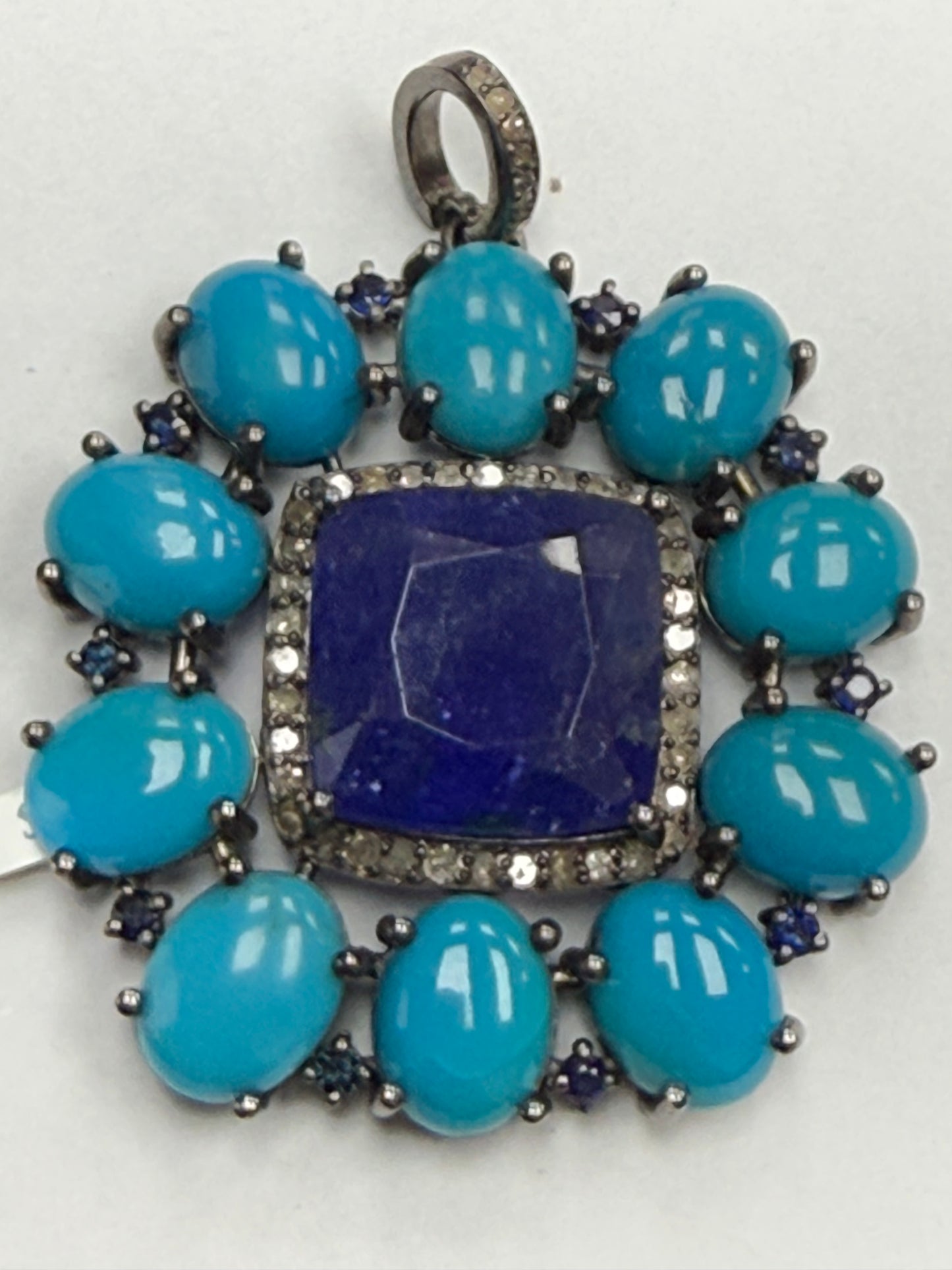 Stone Silver Pave Diamond Pendant