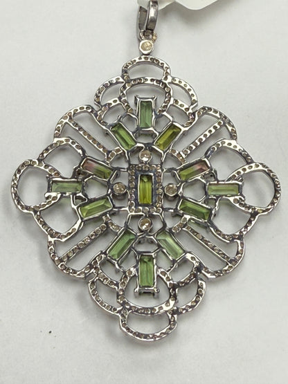 Stone Silver Pave Diamond Pendant