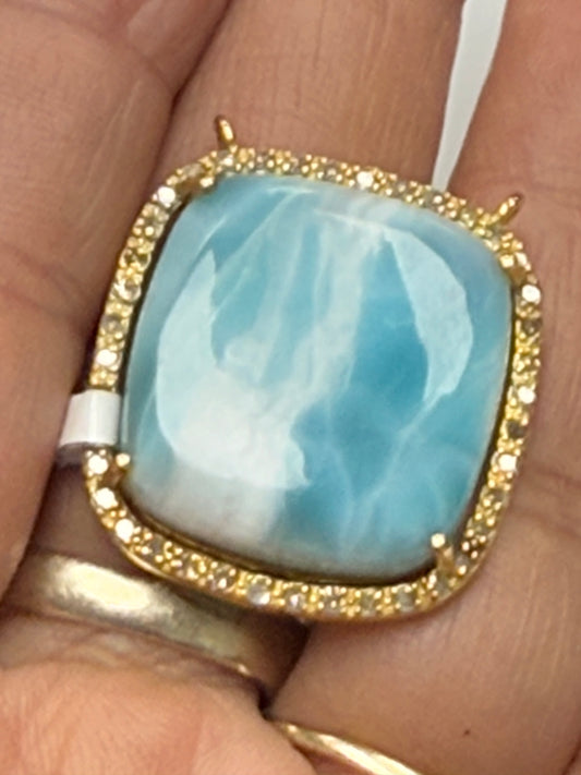 Larimar Square Diamond Pendant