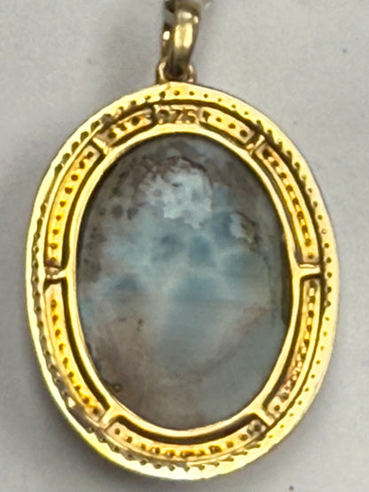 Larimar Oval Diamond Pendant