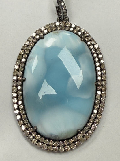 Larimar Diamond Pendant