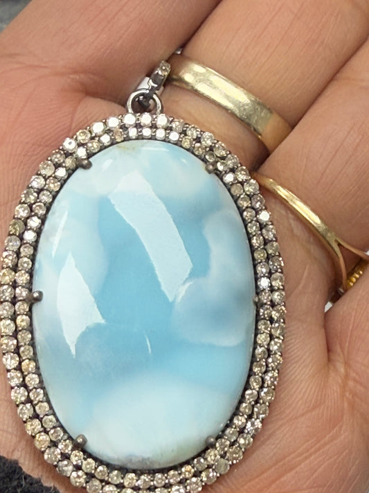 Larimar Diamond Pendant