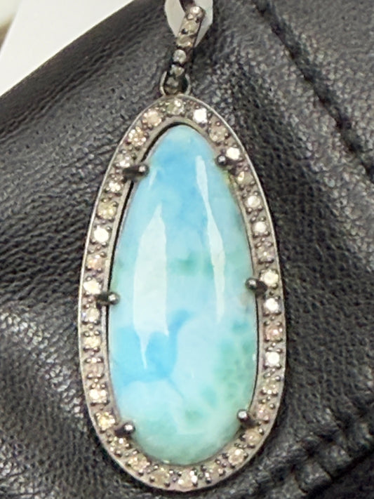 Larimar Diamond Pendant