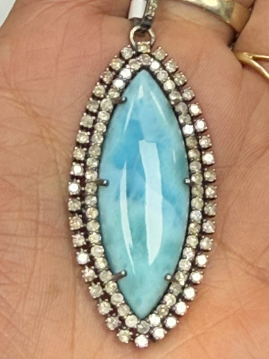 Larimar Marquise Diamond Pendant