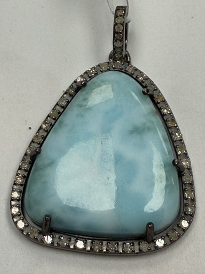 Larimar Diamond Pendant