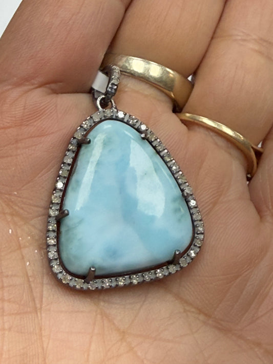 Larimar Diamond Pendant