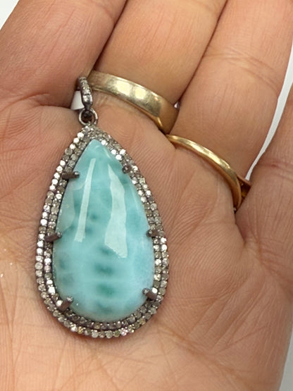 Larimar Diamond Pendant