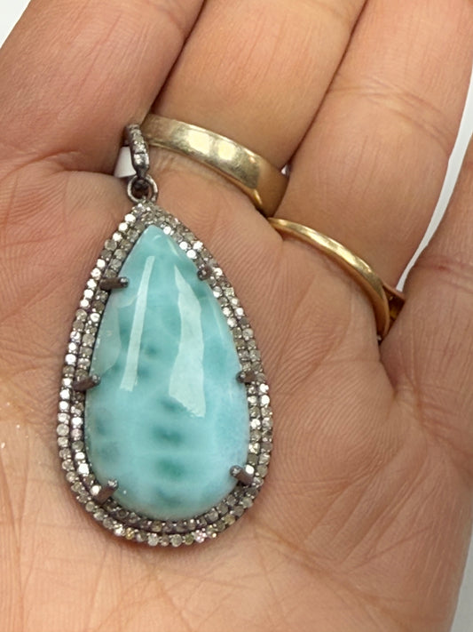 Larimar Diamond Pendant