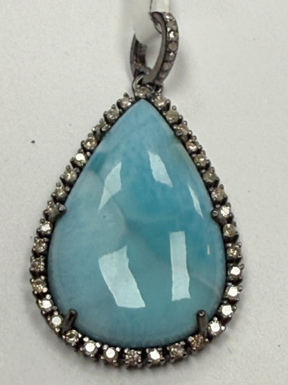 Larimar Diamond Pendant