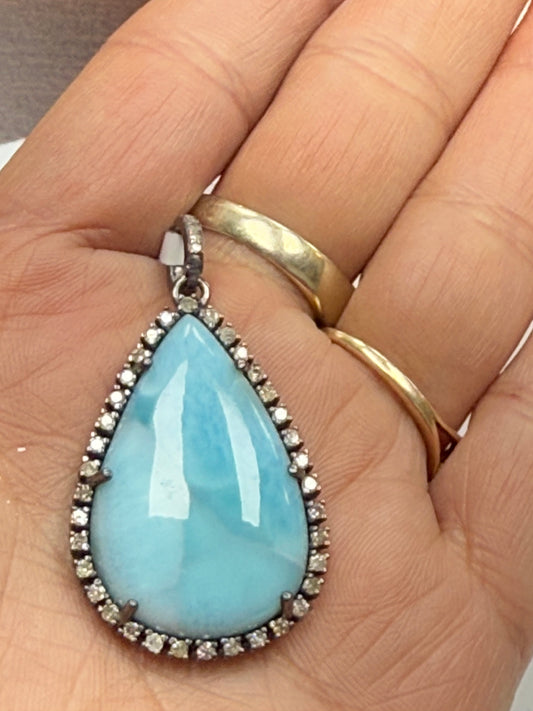 Larimar Diamond Pendant