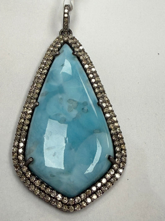 Larimar Diamond Pendant