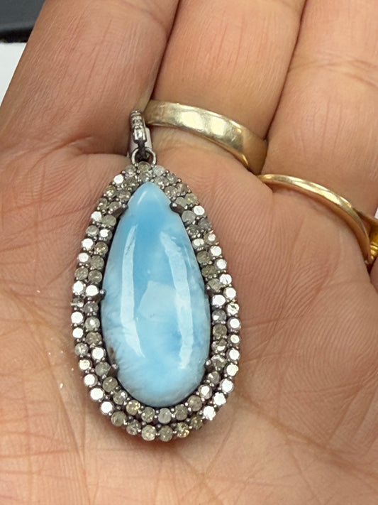 Larimar Diamond Pendant