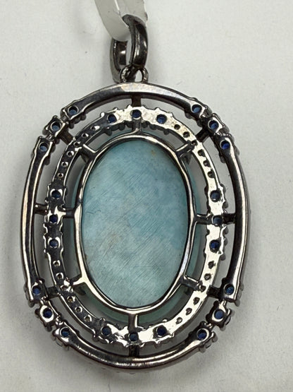 Larimar Sapphire Diamond Pendant