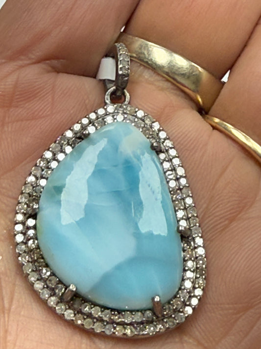 Larimar Diamond Pendant