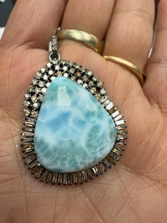Larimar Diamond Pendant