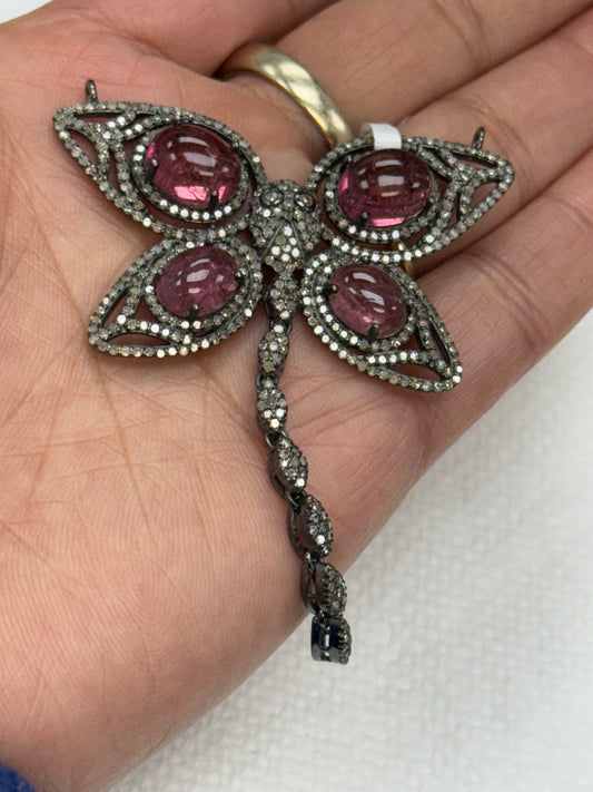 Butterfly Pave Diamond Pendant With Stones
