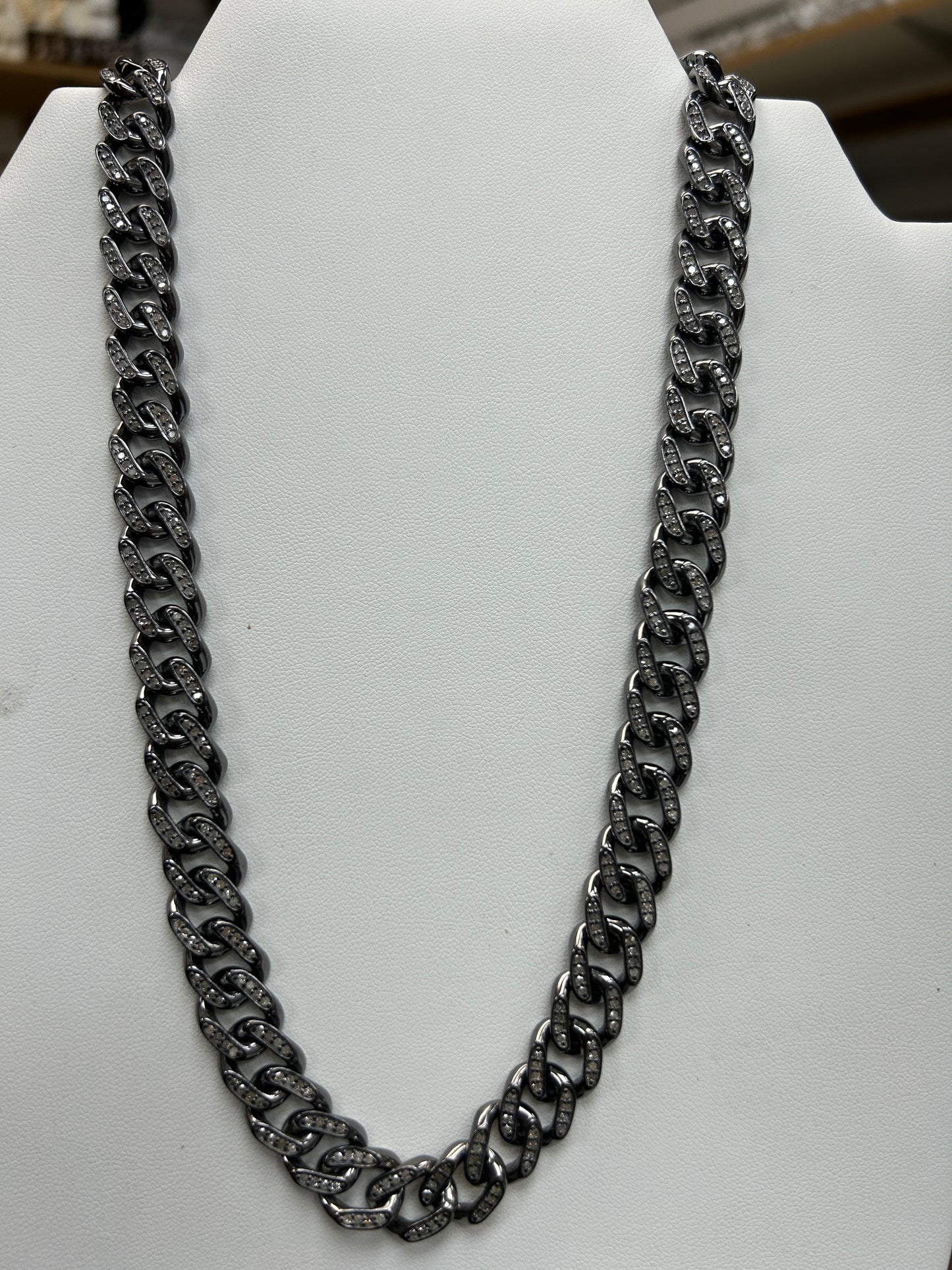Sterling Silver Link Diamond Necklace