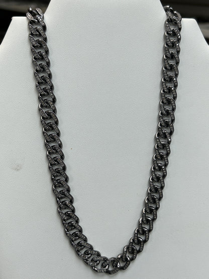 Sterling Silver Link Diamond Necklace
