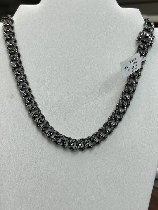 Sterling Silver Link Diamond Necklace