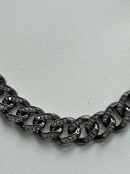 Sterling Silver Link Diamond Necklace