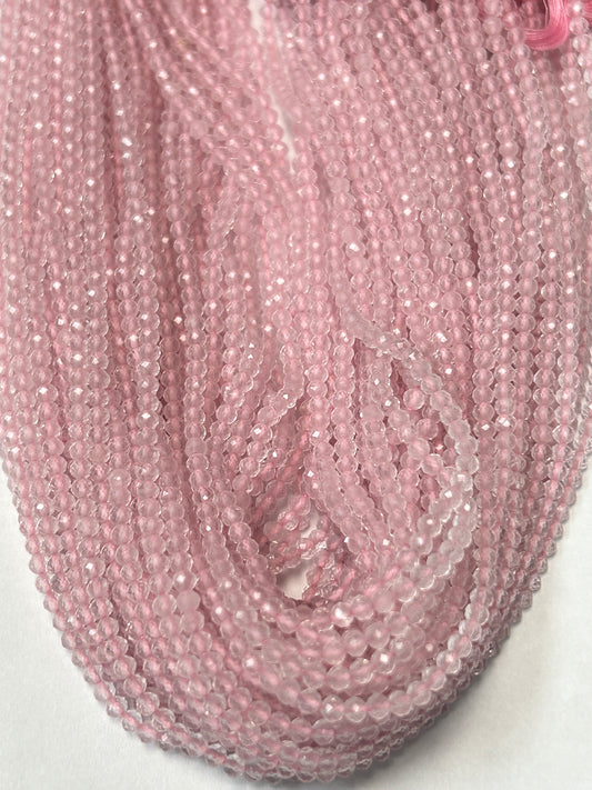 ROSEQUARTZ QUARTZ BEADS ROUND FACETED 3-4MM