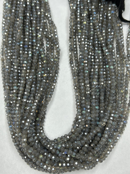 LABRADORITE COATED BEADS ROUND FACETED 3-4MM