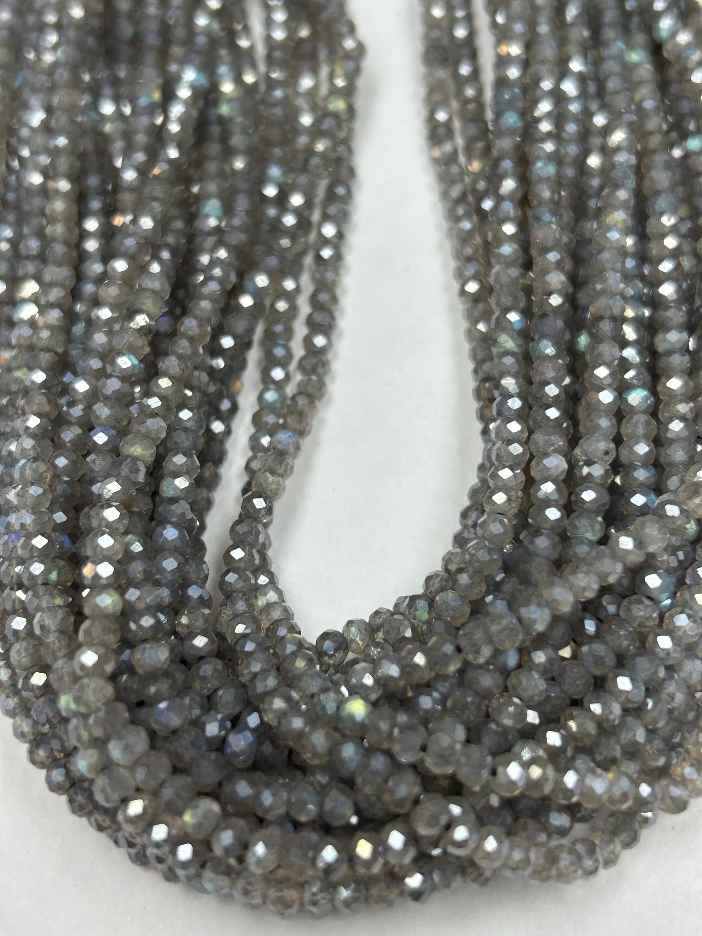 LABRADORITE COATED BEADS ROUND FACETED 3-4MM