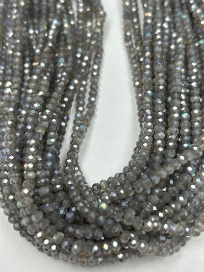 LABRADORITE COATED BEADS ROUND FACETED 3-4MM