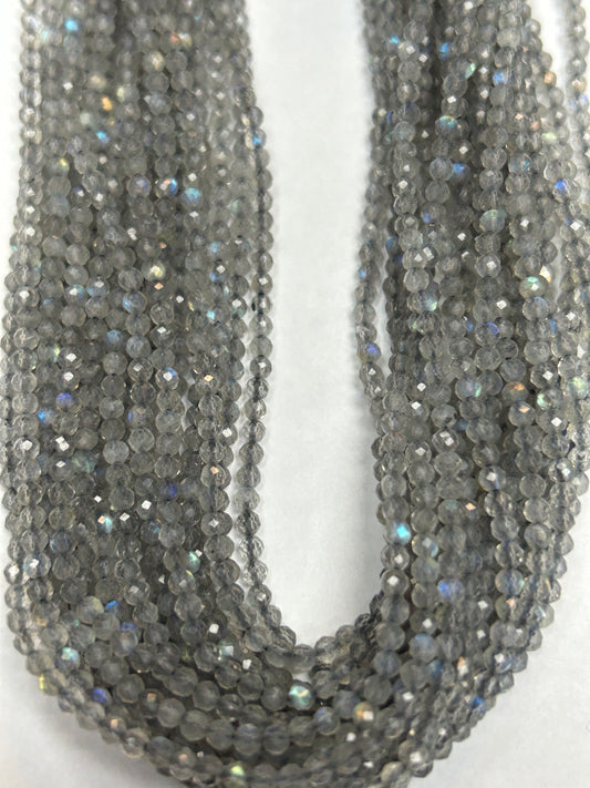 LABRADORITE BEADS ROUND FACETED 3-4MM