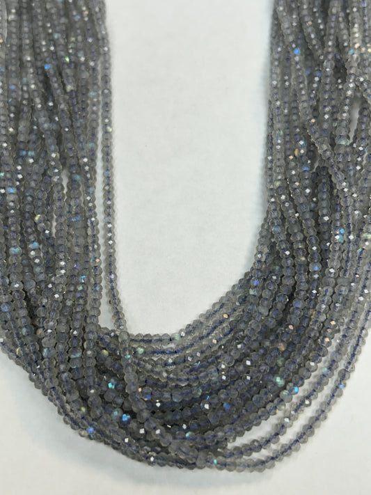 LABRADORITE BEADS ROUND FACETED 3-4MM