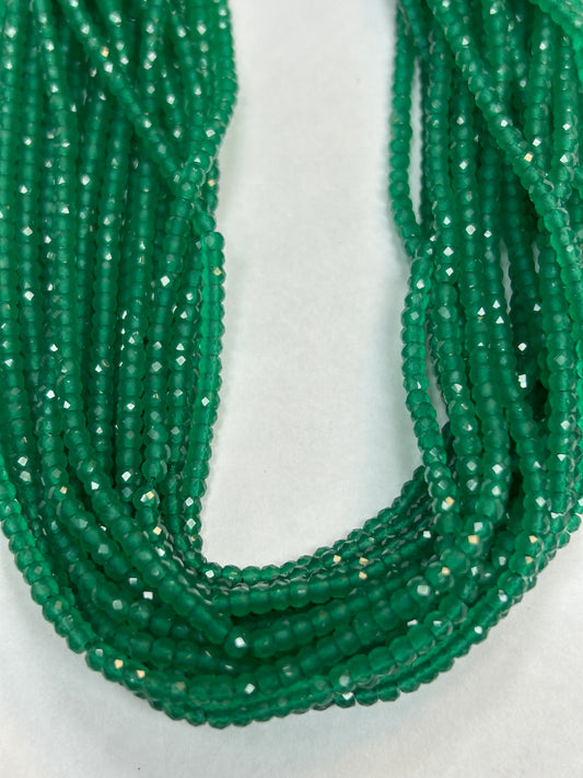GREEN ONYX BEADS ROUND FACETED 3-4MM