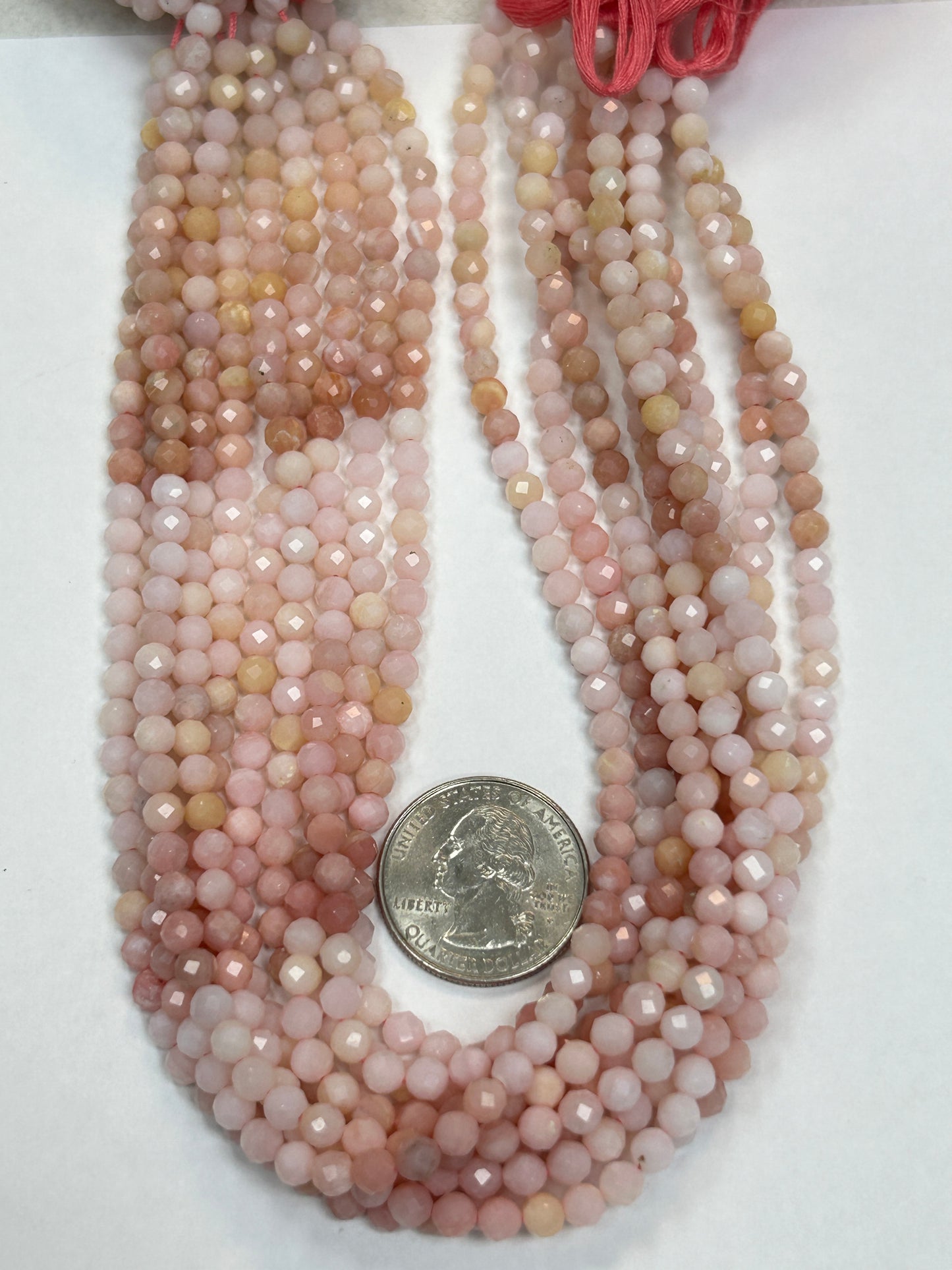 PINK OPAL BEADS ROUND FACETED 3-4MM
