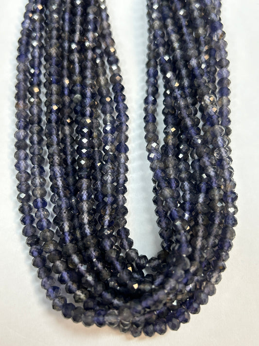 Iolite Natural Faceted Roundelle 3-4mm