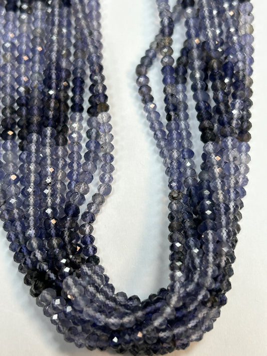 Iolite Natural Faceted Roundelle 3-4mm