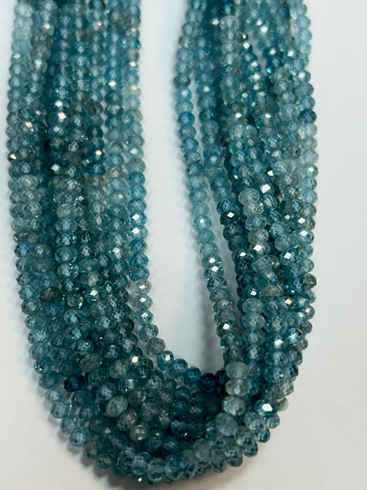 Blue Zircon Natural Faceted Roundelle 3-4mm