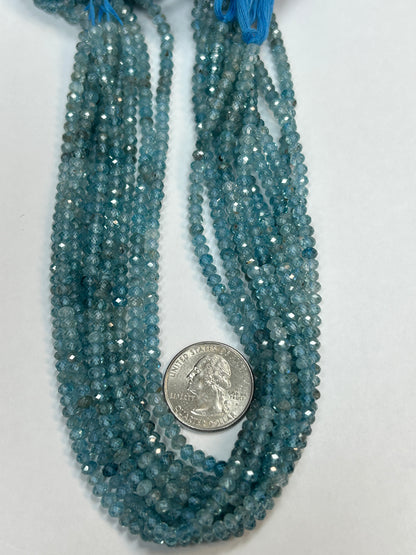 Blue Zircon Natural Faceted Roundelle 3-4mm