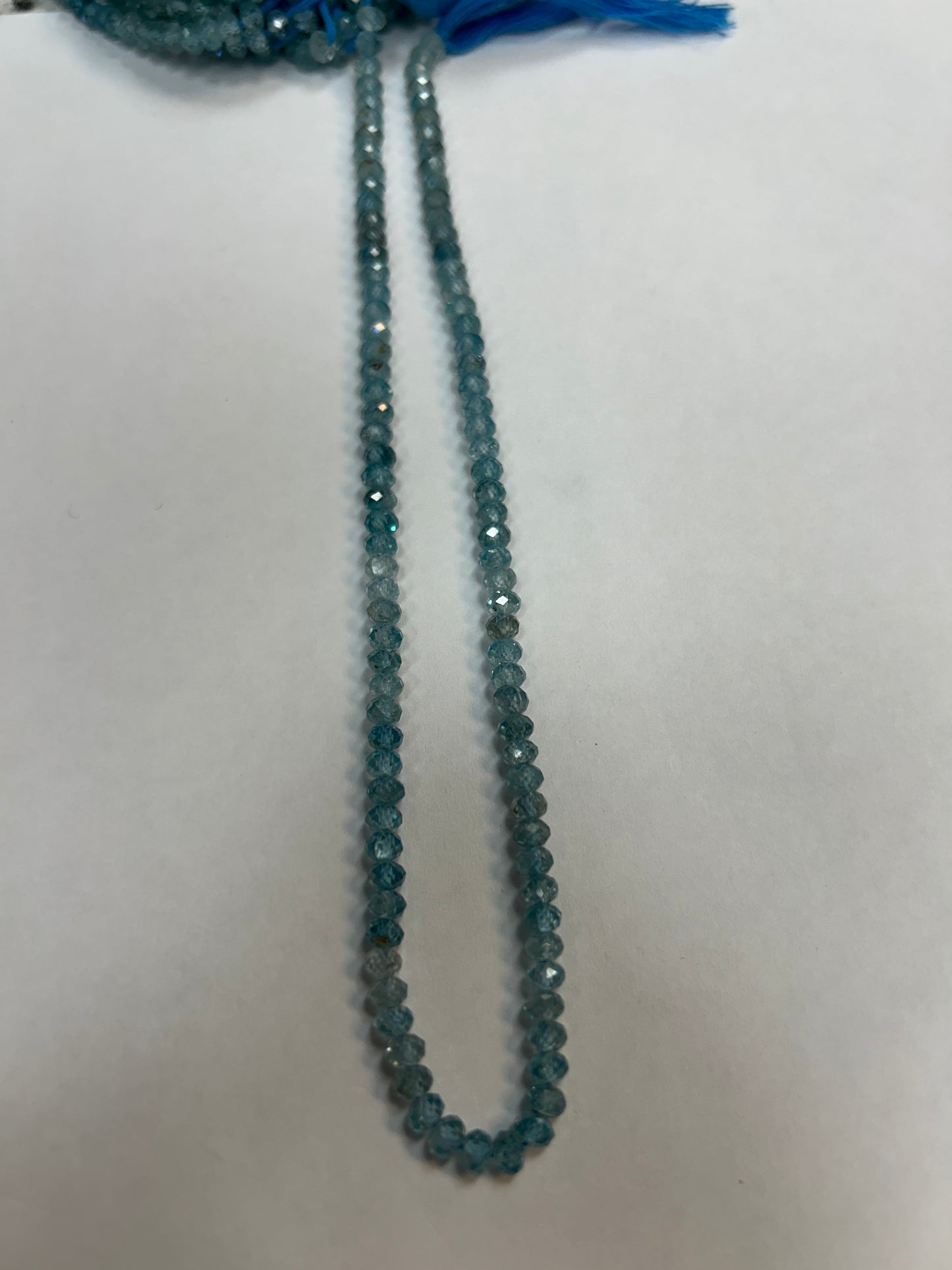 Blue Zircon Natural Faceted Roundelle 3-4mm