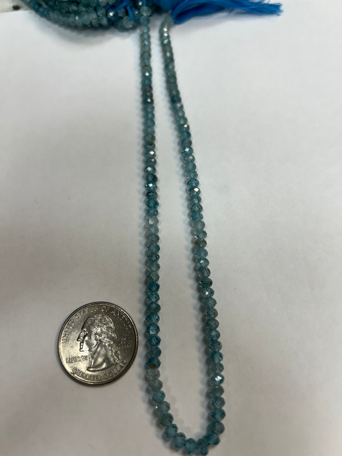 Blue Zircon Natural Faceted Roundelle 3-4mm