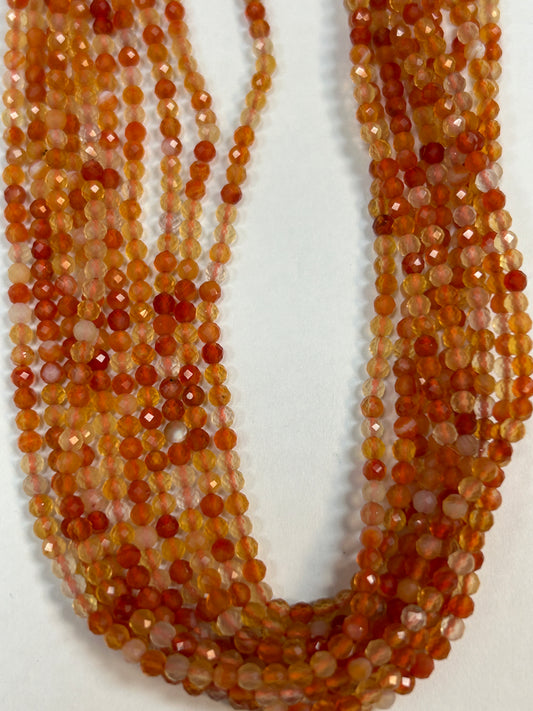 Carnelian Round Faceted 3-4mm
