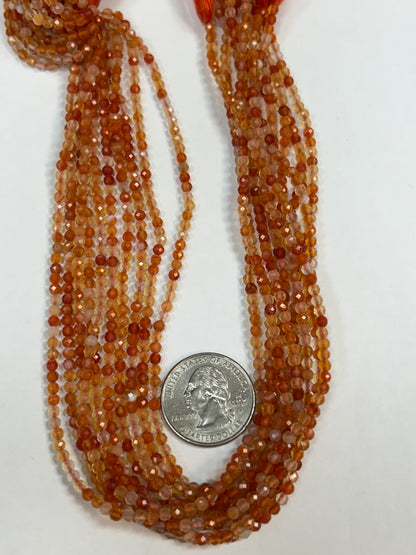 Carnelian Round Faceted 3-4mm