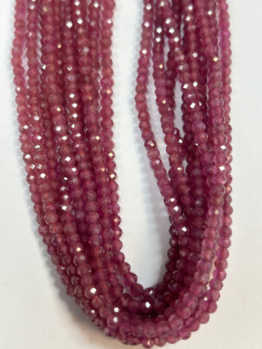 Ruby Glassfilled Faceted Round 3-4mm