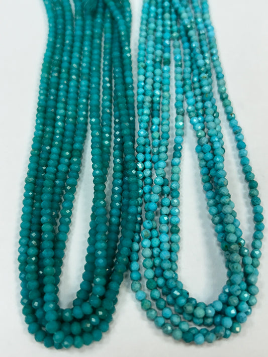 TURQUOISE BEADS ROUND FACETED 3-4MM