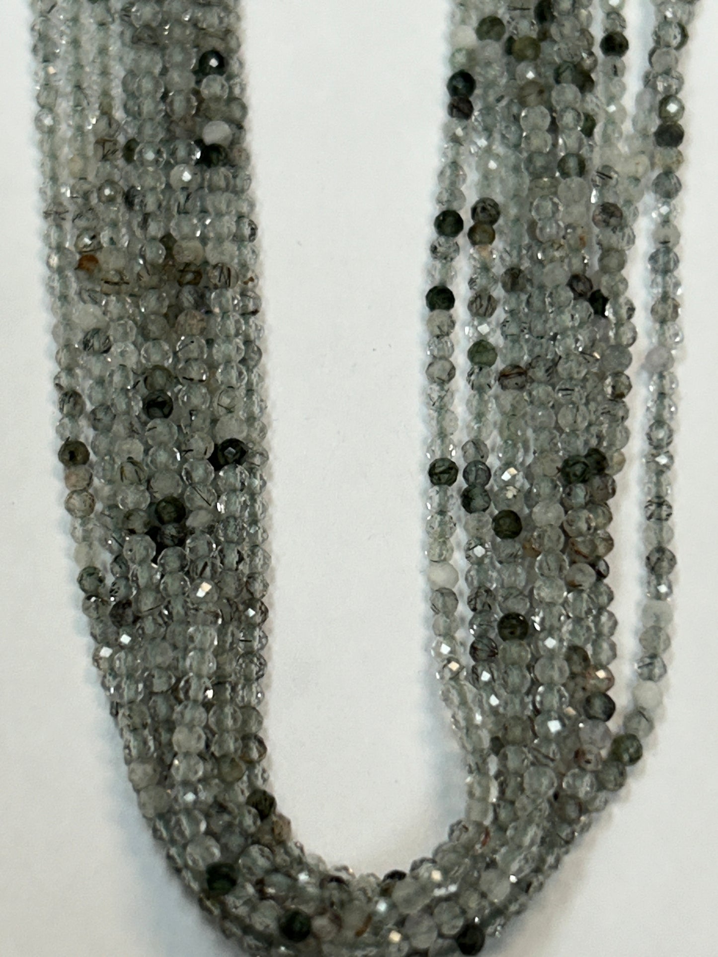 GREEN ROUTILATED QUARTZ ROUND FACETED 2-3mm