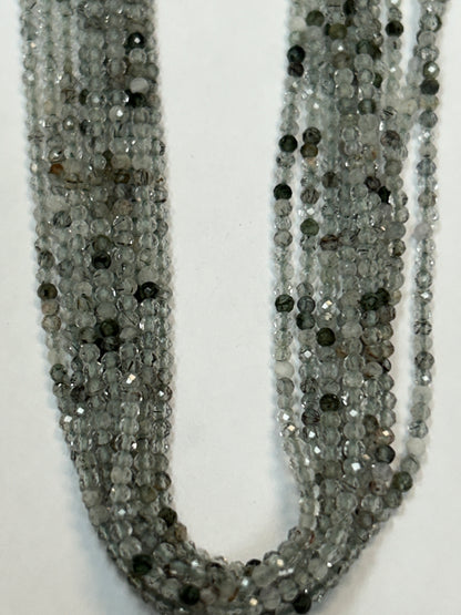GREEN ROUTILATED QUARTZ ROUND FACETED 2-3mm